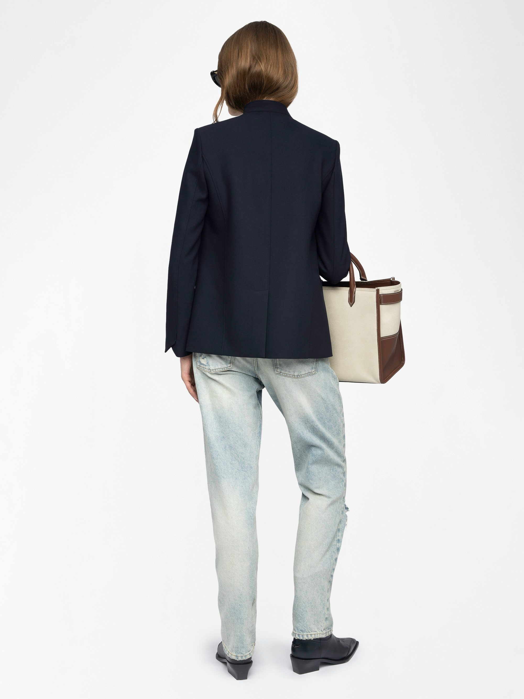 Verysa Blazer - Structured regular fit blazer, high collar and rhinestone wing appliqué, button fastening.